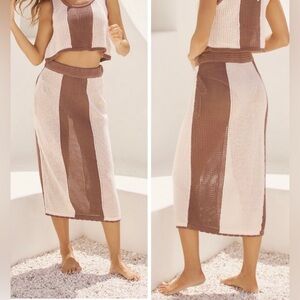 Anthropologie Mahila Crochet Midi Skirt